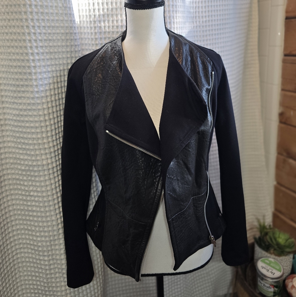 Ted Baker Black Leather Jacket with Zipper Detail